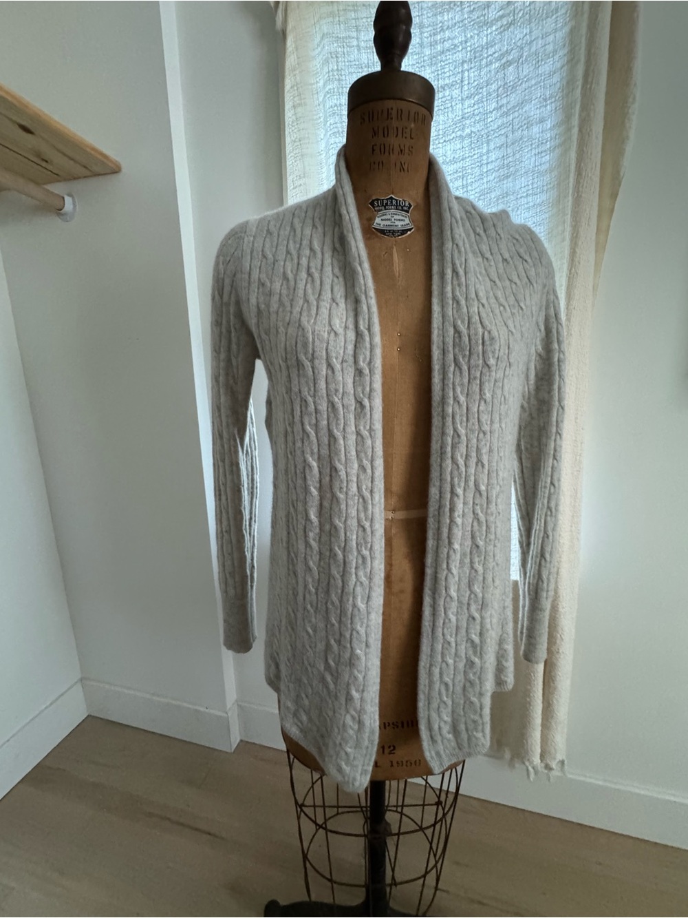 Cashmere Cozy Cable Knit Open Cardigan Sweater - Silver